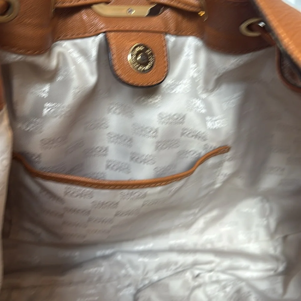 Michael Kors Large Brown Leather Shoulder Bag Gold Hardware